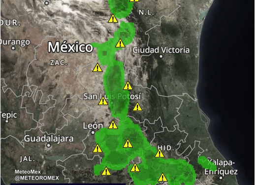 IMPORTANTE: Esta tarde y noche se pronostican lluvias fuertes con potencial de granizadas en el norte, bajío y centro de México.