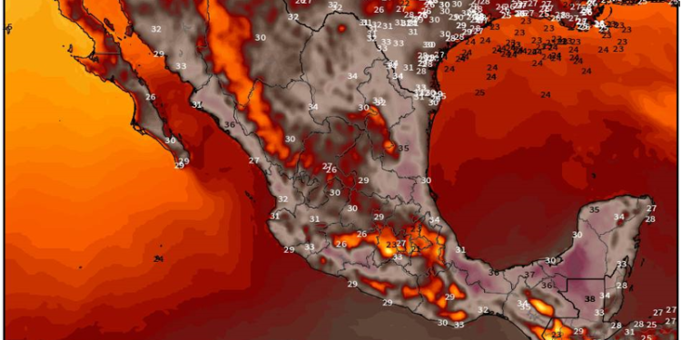 Jueves, disminuyendo la extensión de las lluvias y tormentas en México; continuará el calor.