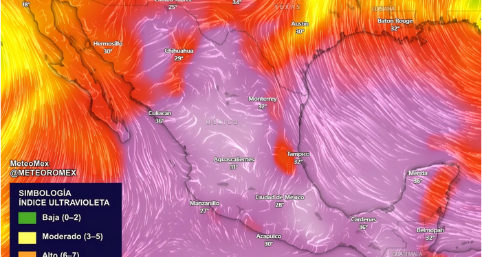¡PROTÉGETE! EN LAS PRÓXIMAS HORAS SE PRONOSTICAN NIVELES EXTREMOS DE RADIACIÓN ULTRAVIOLETA EN GRAN PARTE DE MÉXICO.