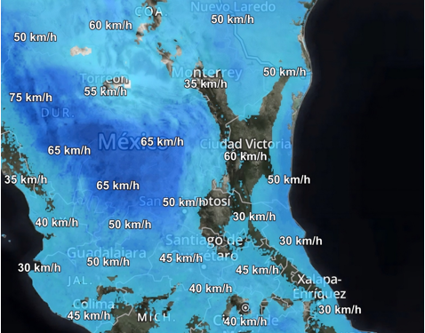 IMPORTANTE: En las próximas horas se intensificará el viento en gran parte de México debido al ingreso de una masa de aire polar.