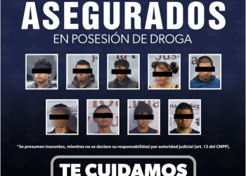 SSP asegura a 9 personas en posesión de 55 envoltorios con droga