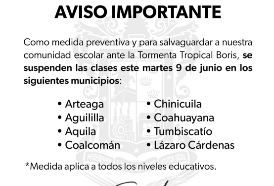 SEE suspende clases en Sierra-Costa por prevención ante Boris