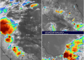 Las recientes imágenes de satélite muestran el desarrollo de núcleos de tormenta a lo largo de México debido a la presencia de canales de baja presión y al ingreso de humedad.