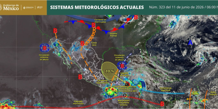 Buenos días. Te compartimos el pronóstico meteorológico para este día, con información de @conagua_clima. Lluvias intensas (75 a 150 mm)
