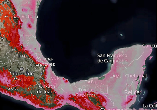 Transcurre el primer día del #PeriodoCaluroso y así se observa el calor en el litoral del Golfo de México.
