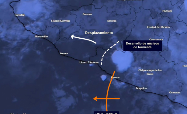 Inician los efectos de la onda tropical; provocará lluvias durante esta madrugada y al amanecer en el occidente.