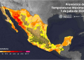 De acuerdo con información de @conagua_clima, este 1 de julio se prevén temperaturas de 40 a 45 °C en Sonora (centro y sur), Sinaloa (norte) y Chihuahua (suroeste).