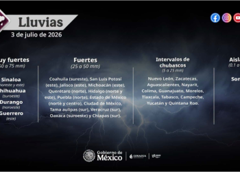 De acuerdo con información de @conagua_clima, este 3 de julio se pronostican lluvias de fuertes a muy fuertes en diversas regiones del país.