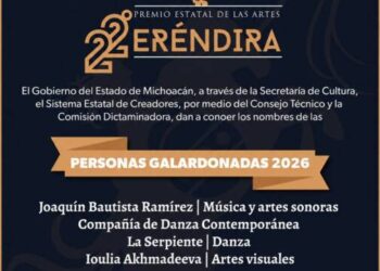 Secum da a conocer a las y los ganadores del Premio Estatal de las Artes Eréndira 2026
