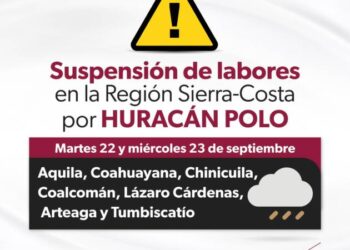 Se suspenden clases en 7 municipios de la Región Sierra Costa por huracán “Polo”