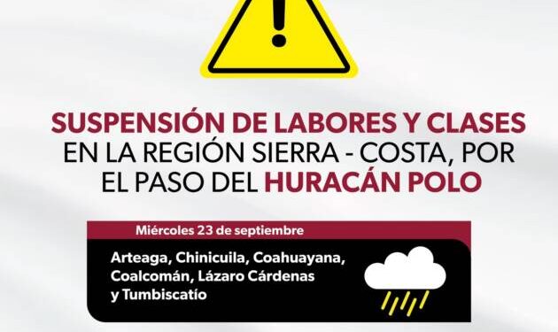 PC estatal mantiene vigilancia ante el huracán “Polo”; continúa hoy la suspensión de clases