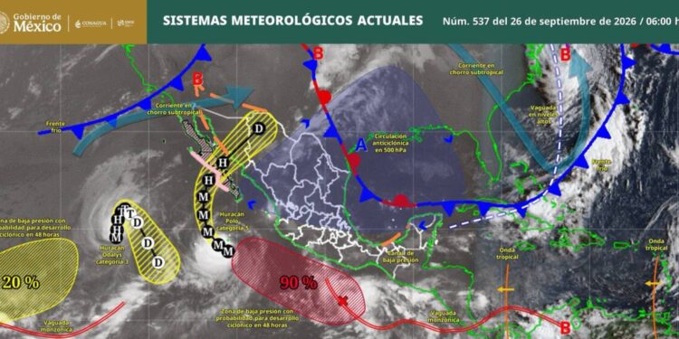 ¡Buenos días! Te compartimos los sistemas meteorológicos que estarán presentes este sábado en territorio nacional: