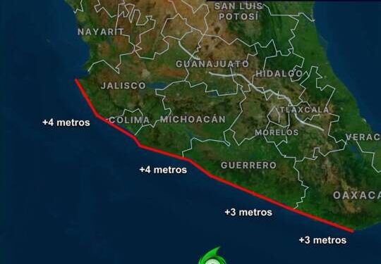 ALERTAMIENTO | El oleaje se intensificará en el litoral del Pacífico mexicano debido a la circulación del ciclón tropical Rachel.