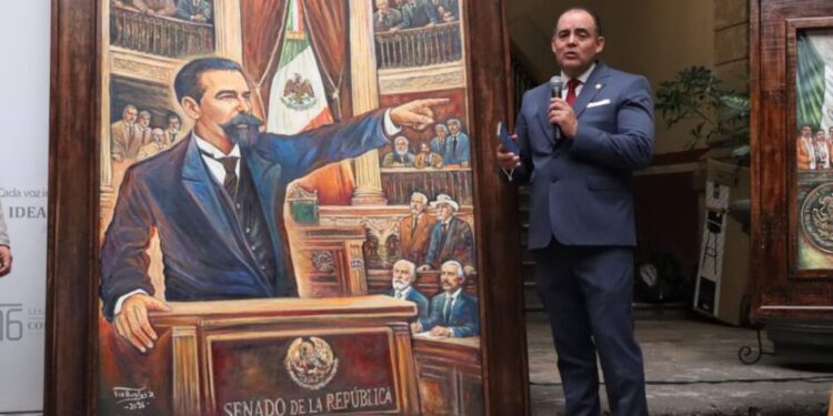 Obra de Francisco Bustos sobre la lucha de Belisario Domínguez llega al Congreso de Michoacán