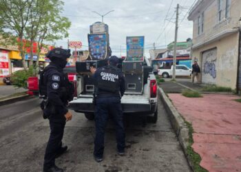 Guardia Civil apoya en cateos donde aseguran 64 máquinas tragamonedas en Morelia