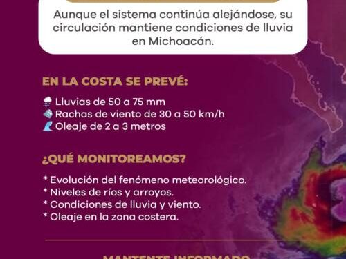 Ante paso del huracán Rachel, Conagua Michoacán emite recomendaciones