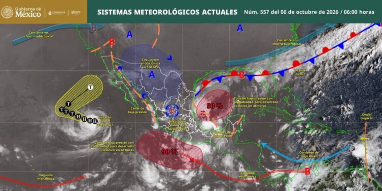¡Buenos días! Te compartimos los sistemas meteorológicos que estarán presentes este martes en territorio nacional: