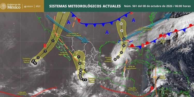 ¡Buenos días! Te compartimos los sistemas meteorológicos que estarán presentes este jueves en territorio nacional: