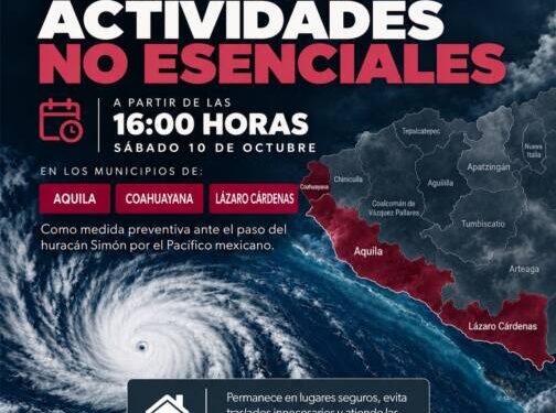 Se suspenden actividades no esenciales en LC, Aquila y Coahuayana por huracán “Simon”