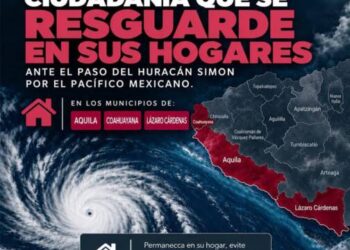 Pide PC a la ciudadanía de LC, Aquila y Coahuayana continuar resguardándose ante el paso de “Simon”
