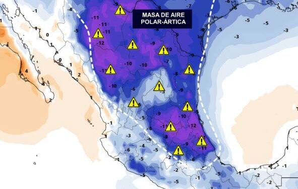 IMPORTANTE | En las próximas horas, una masa de aire polar-ártica ingresará rápidamente a México.