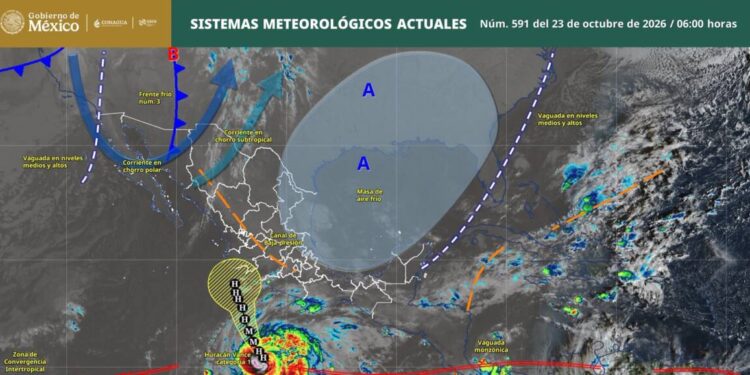 ¡Buenos días! Te compartimos los sistemas meteorológicos que estarán presentes este viernes en territorio nacional, de acuerdo con información de @conagua_clima: